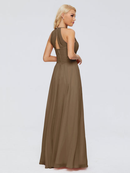 Finley A-line Halter Chiffon Bridesmaid Dresses