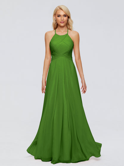 Finley A-line Halter Chiffon Bridesmaid Dresses