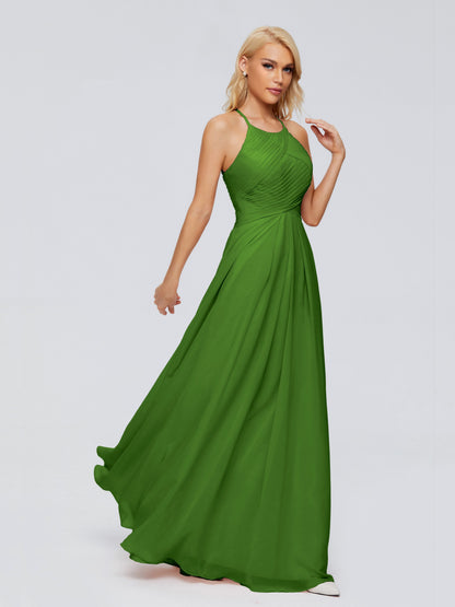 Finley A-line Halter Chiffon Bridesmaid Dresses