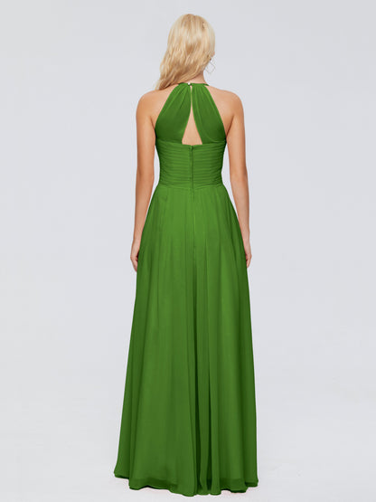 Finley A-line Halter Chiffon Bridesmaid Dresses