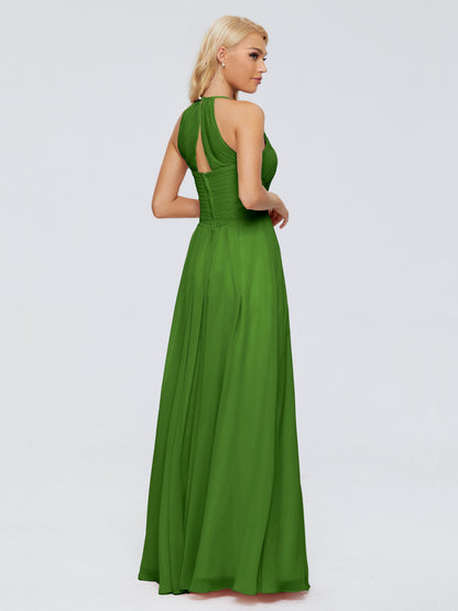 Finley A-line Halter Chiffon Bridesmaid Dresses