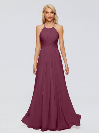 Finley A-line Halter Chiffon Bridesmaid Dresses