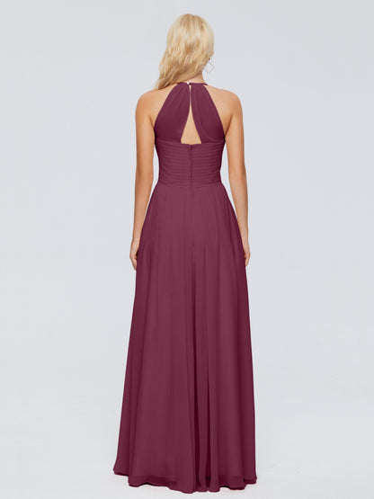 Finley A-line Halter Chiffon Bridesmaid Dresses