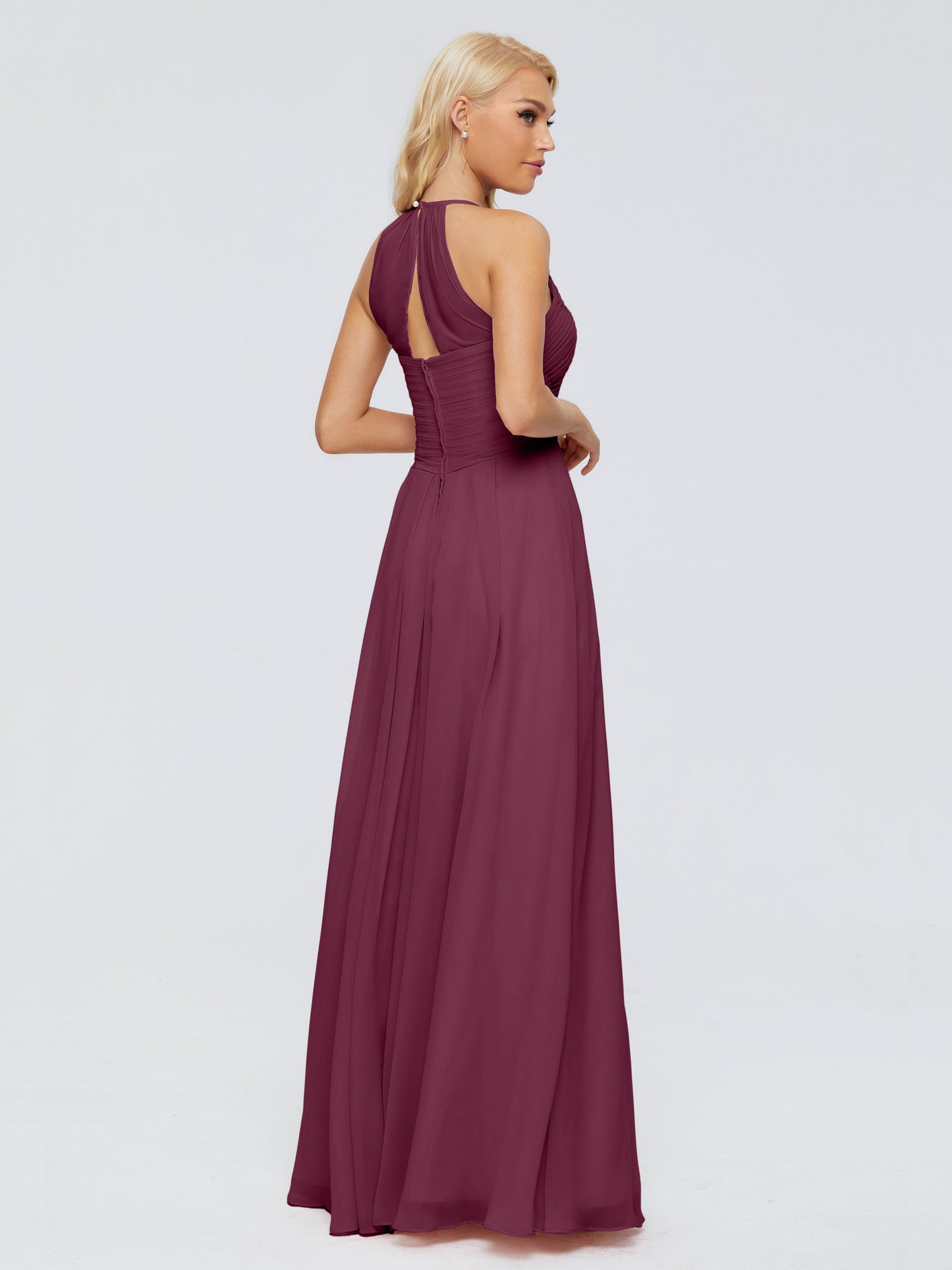 Finley A-line Halter Chiffon Bridesmaid Dresses