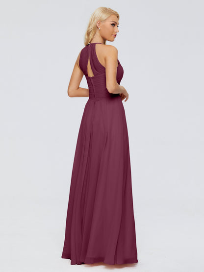 Finley A-line Halter Chiffon Bridesmaid Dresses