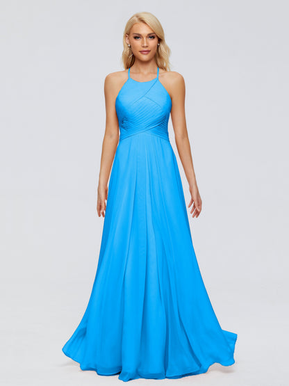 Finley A-line Halter Chiffon Bridesmaid Dresses