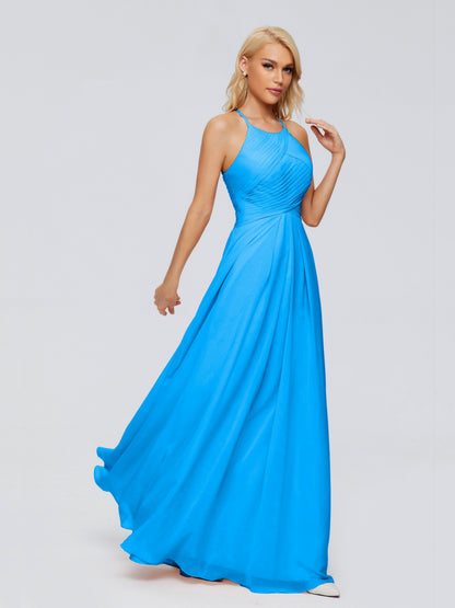 Finley A-line Halter Chiffon Bridesmaid Dresses