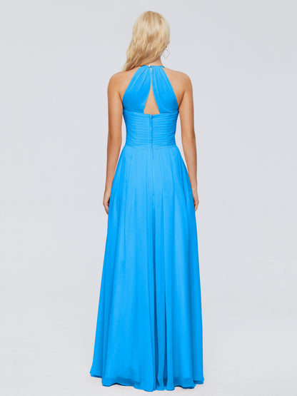 Finley A-line Halter Chiffon Bridesmaid Dresses