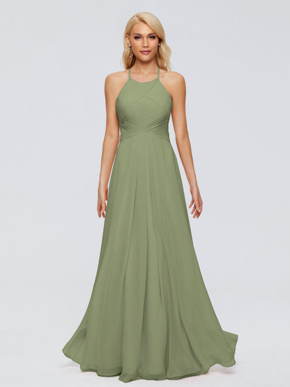 Finley A-line Halter Chiffon Bridesmaid Dresses