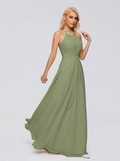 Finley A-line Halter Chiffon Bridesmaid Dresses
