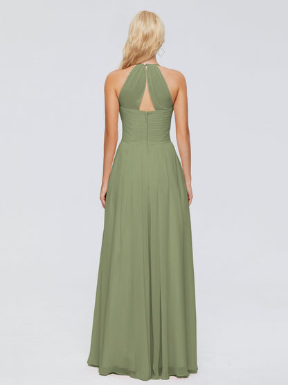Finley A-line Halter Chiffon Bridesmaid Dresses
