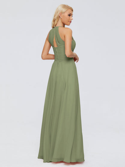 Finley A-line Halter Chiffon Bridesmaid Dresses