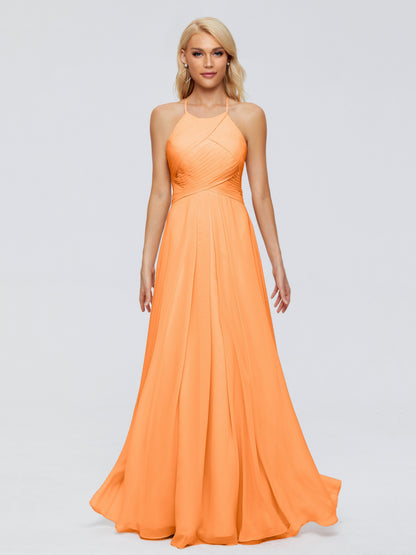 Finley A-line Halter Chiffon Bridesmaid Dresses