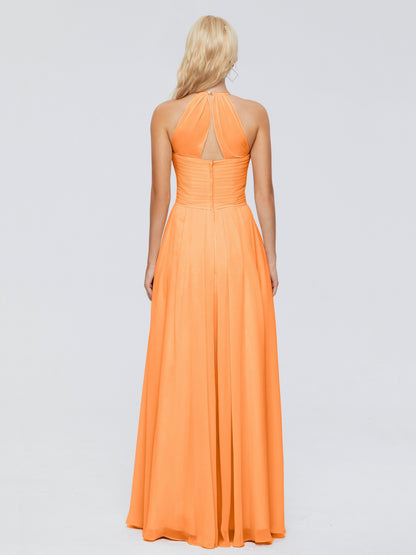 Finley A-line Halter Chiffon Bridesmaid Dresses