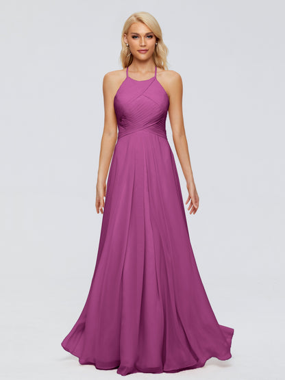 Finley A-line Halter Chiffon Bridesmaid Dresses