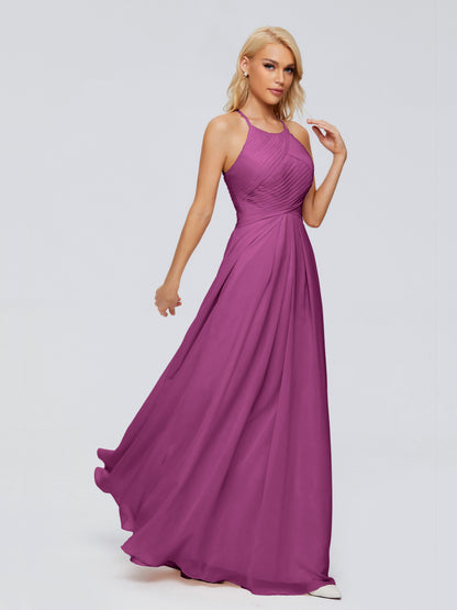 Finley A-line Halter Chiffon Bridesmaid Dresses