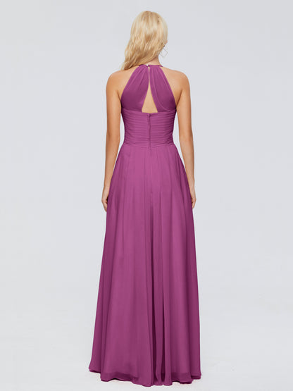 Finley A-line Halter Chiffon Bridesmaid Dresses