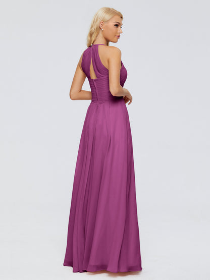 Finley A-line Halter Chiffon Bridesmaid Dresses