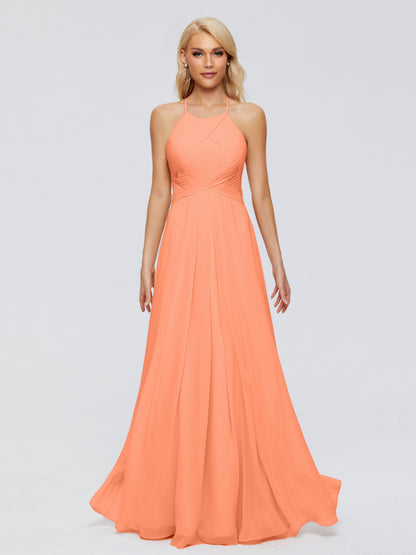 Finley A-line Halter Chiffon Bridesmaid Dresses