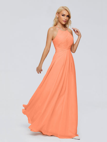 Finley A-line Halter Chiffon Bridesmaid Dresses