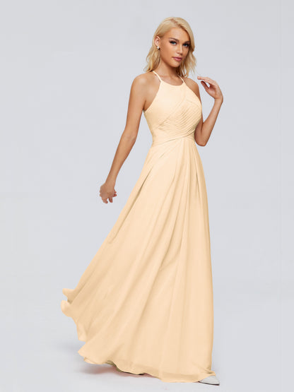 Finley A-line Halter Chiffon Bridesmaid Dresses