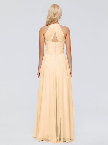 Finley A-line Halter Chiffon Bridesmaid Dresses