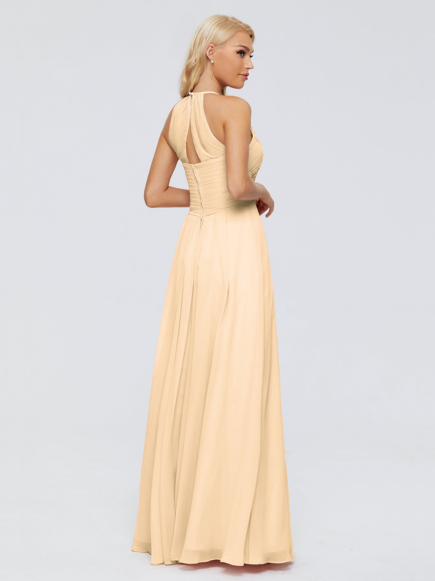 Finley A-line Halter Chiffon Bridesmaid Dresses