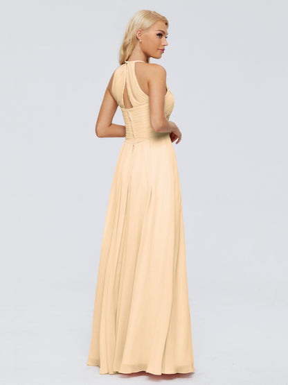Finley A-line Halter Chiffon Bridesmaid Dresses