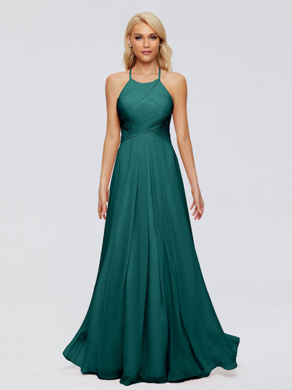 Finley A-line Halter Chiffon Bridesmaid Dresses