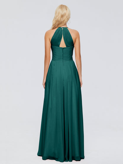 Finley A-line Halter Chiffon Bridesmaid Dresses
