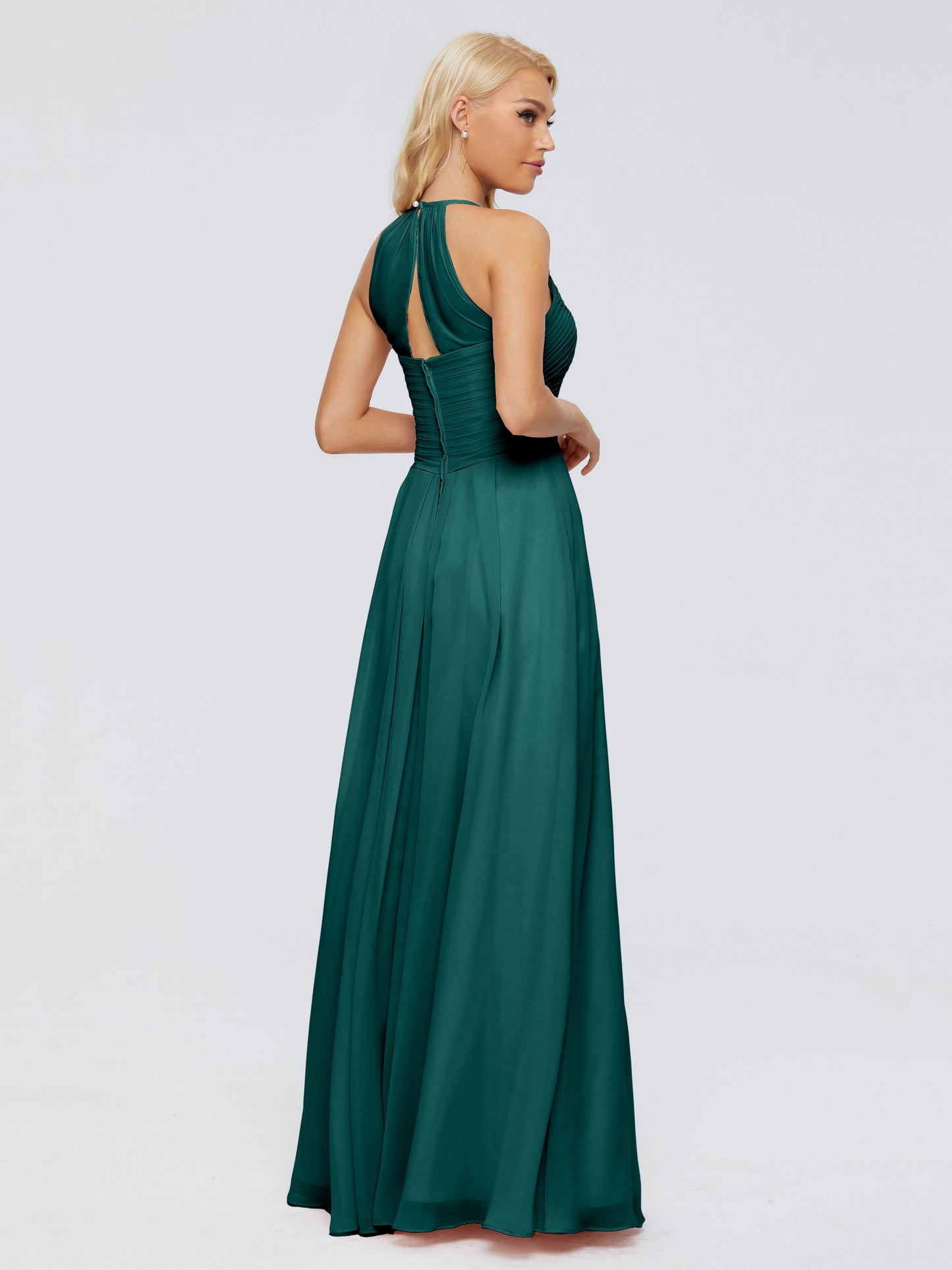 Finley A-line Halter Chiffon Bridesmaid Dresses