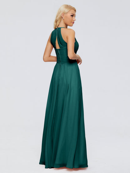 Finley A-line Halter Chiffon Bridesmaid Dresses