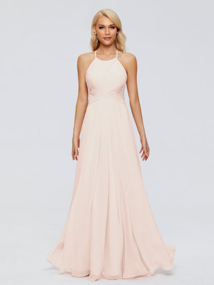 Finley A-line Halter Chiffon Bridesmaid Dresses
