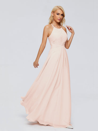 Finley A-line Halter Chiffon Bridesmaid Dresses