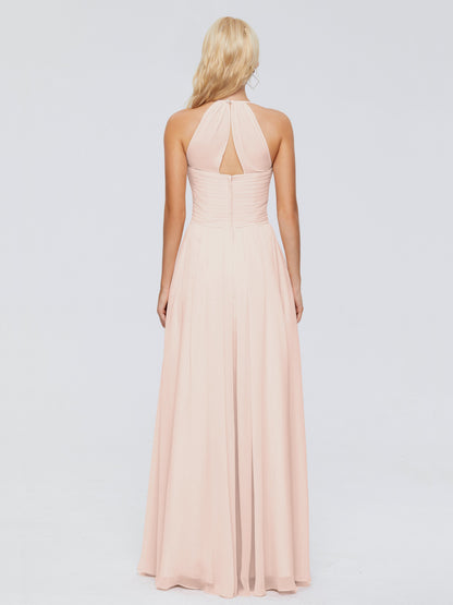 Finley A-line Halter Chiffon Bridesmaid Dresses