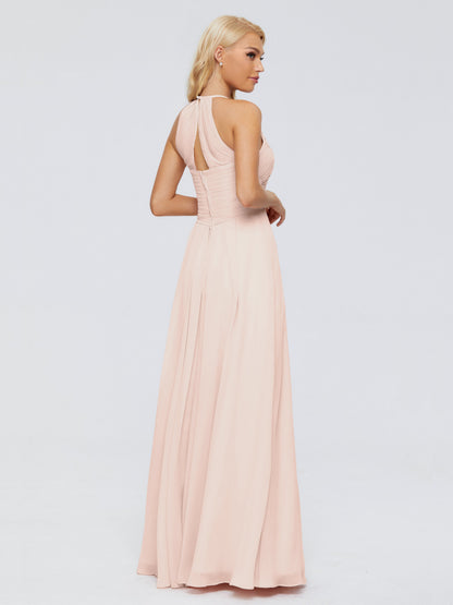 Finley A-line Halter Chiffon Bridesmaid Dresses
