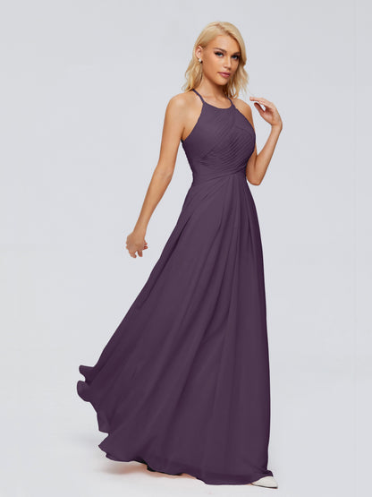 Finley A-line Halter Chiffon Bridesmaid Dresses