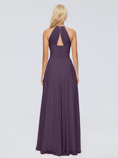Finley A-line Halter Chiffon Bridesmaid Dresses
