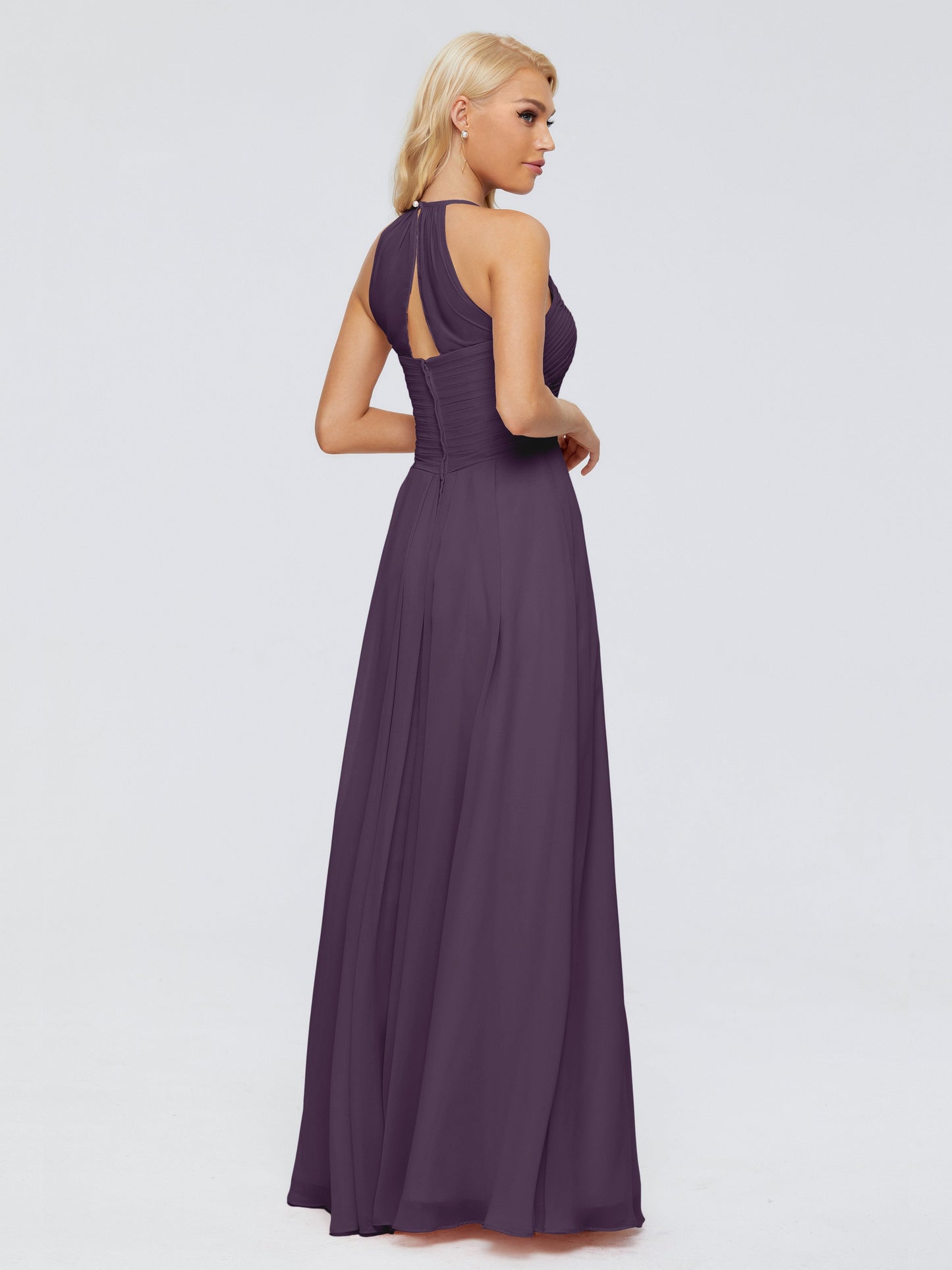 Finley A-line Halter Chiffon Bridesmaid Dresses