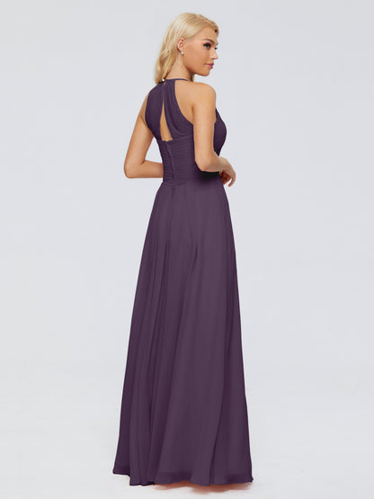 Finley A-line Halter Chiffon Bridesmaid Dresses