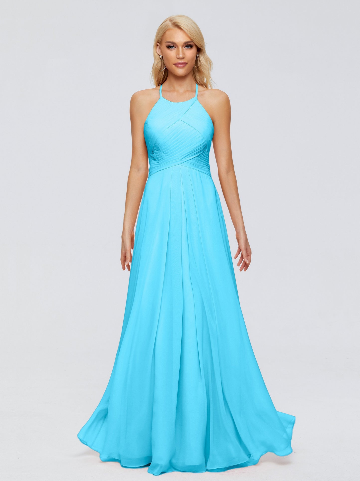 Finley A-line Halter Chiffon Bridesmaid Dresses