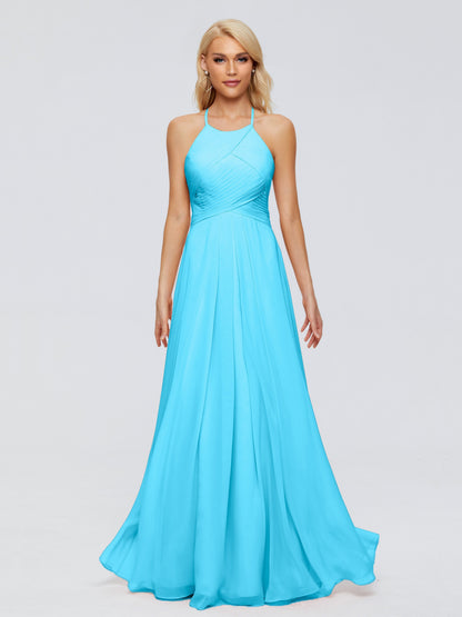 Finley A-line Halter Chiffon Bridesmaid Dresses