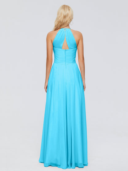 Finley A-line Halter Chiffon Bridesmaid Dresses