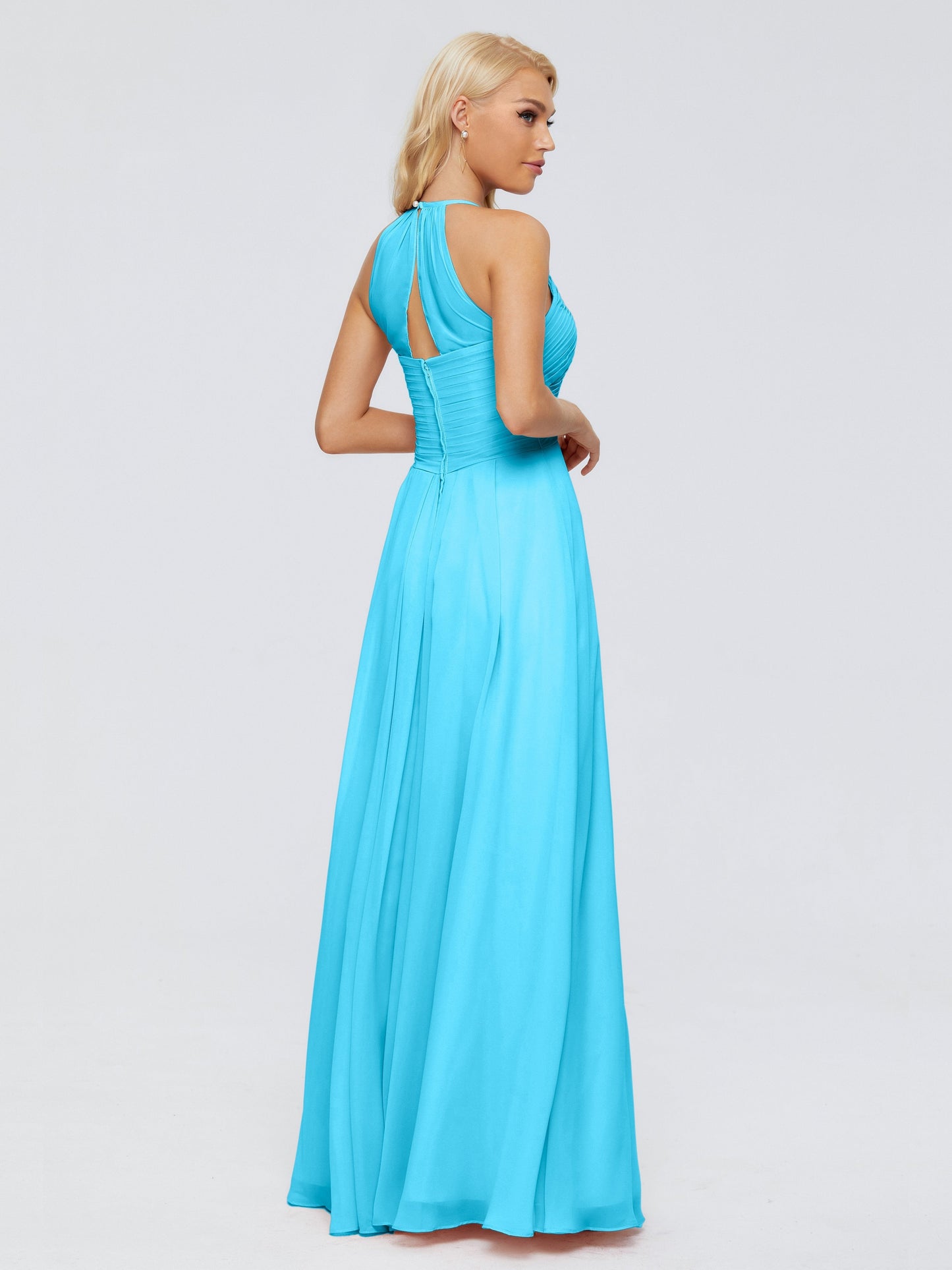 Finley A-line Halter Chiffon Bridesmaid Dresses