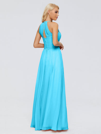 Finley A-line Halter Chiffon Bridesmaid Dresses
