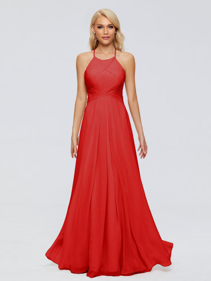 Finley A-line Halter Chiffon Bridesmaid Dresses