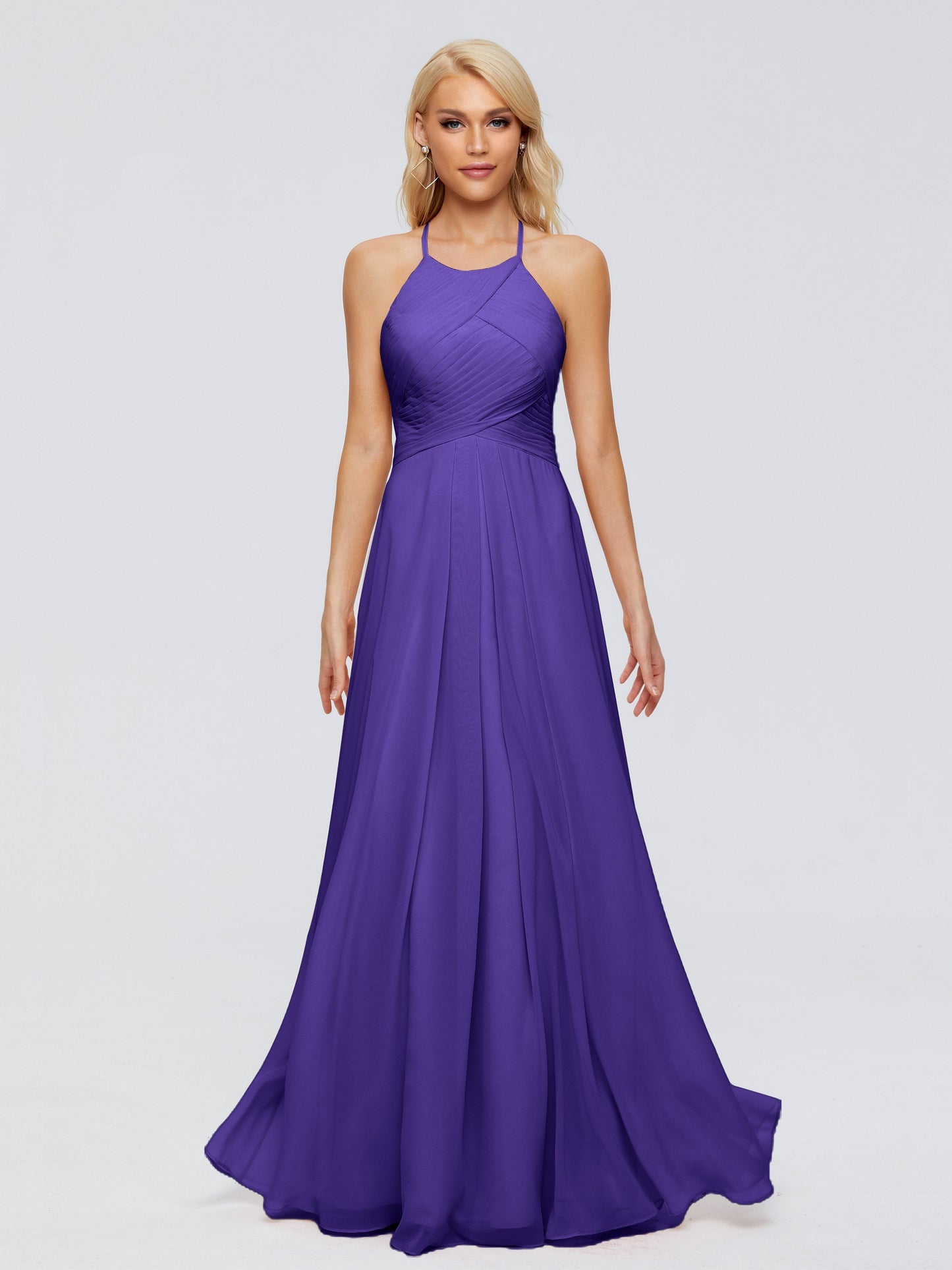 Finley A-line Halter Chiffon Bridesmaid Dresses