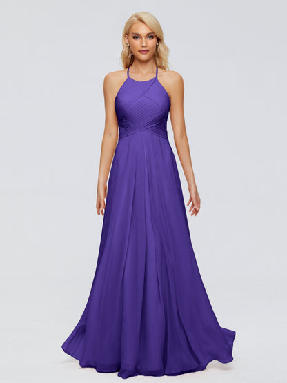 Finley A-line Halter Chiffon Bridesmaid Dresses