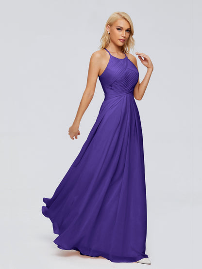 Finley A-line Halter Chiffon Bridesmaid Dresses