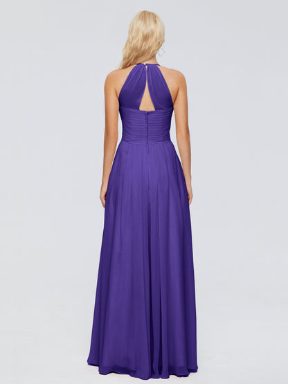 Finley A-line Halter Chiffon Bridesmaid Dresses